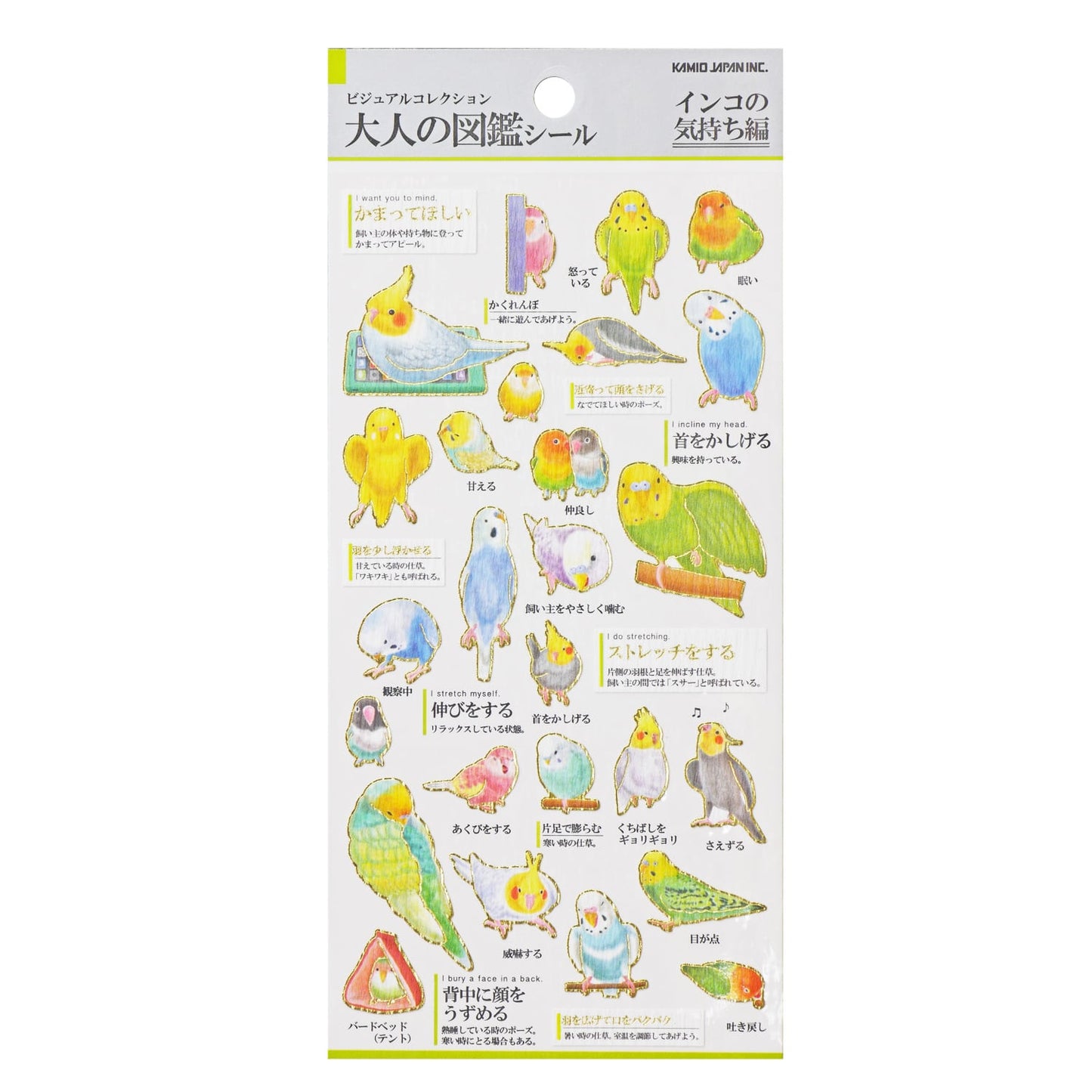Kamio Picture Dictionary Sticker Sheet – Bird Emotions