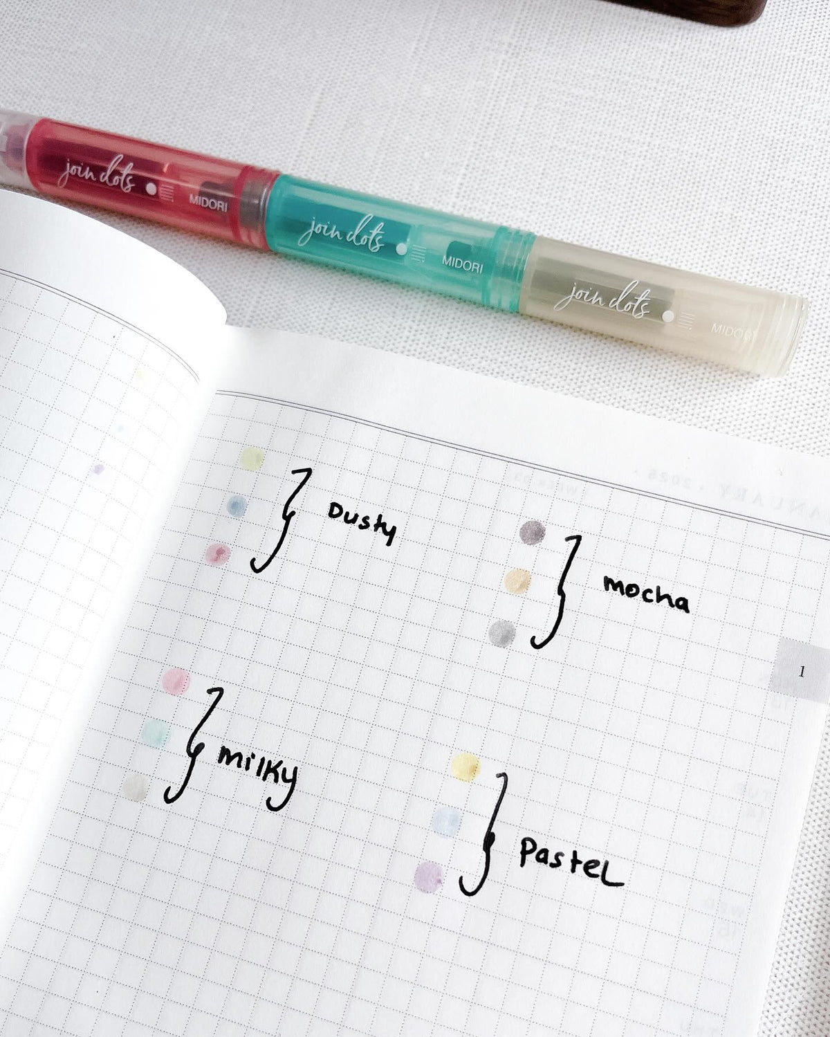 MIDORI Join Dots 3-Color Dot Pen – Japanese Journaling Marker/ Highlighter
