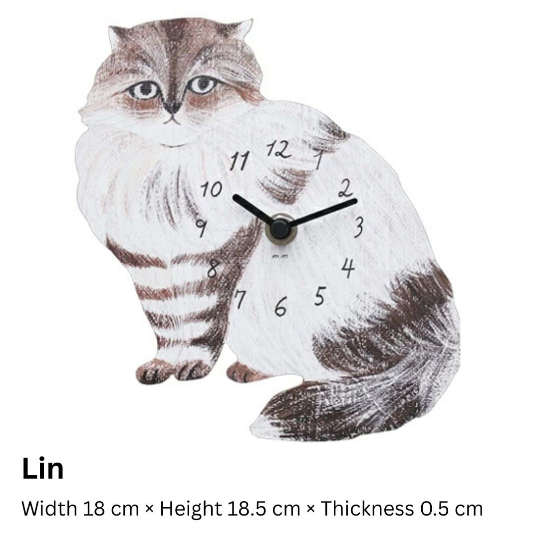 Matsuo Miyuki Cute Die-cut cat wall clock | Home decor