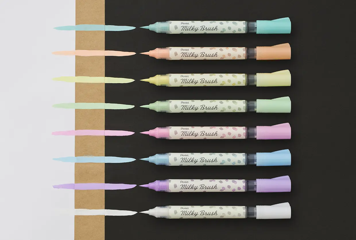 Pental Milky Brush Pen 8 Colors | Set of 8 colors