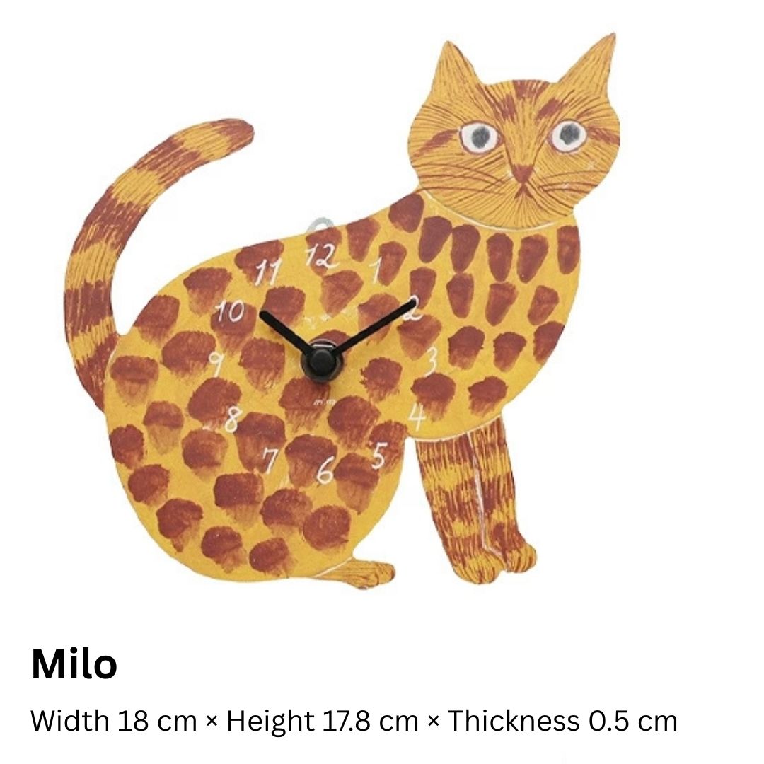 Matsuo Miyuki Cute Die-cut cat wall clock | Home decor