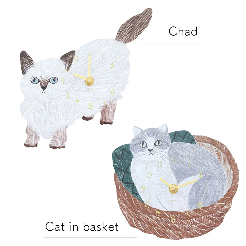 Matsuo Miyuki Cute Die-cut cat wall clock | Home decor