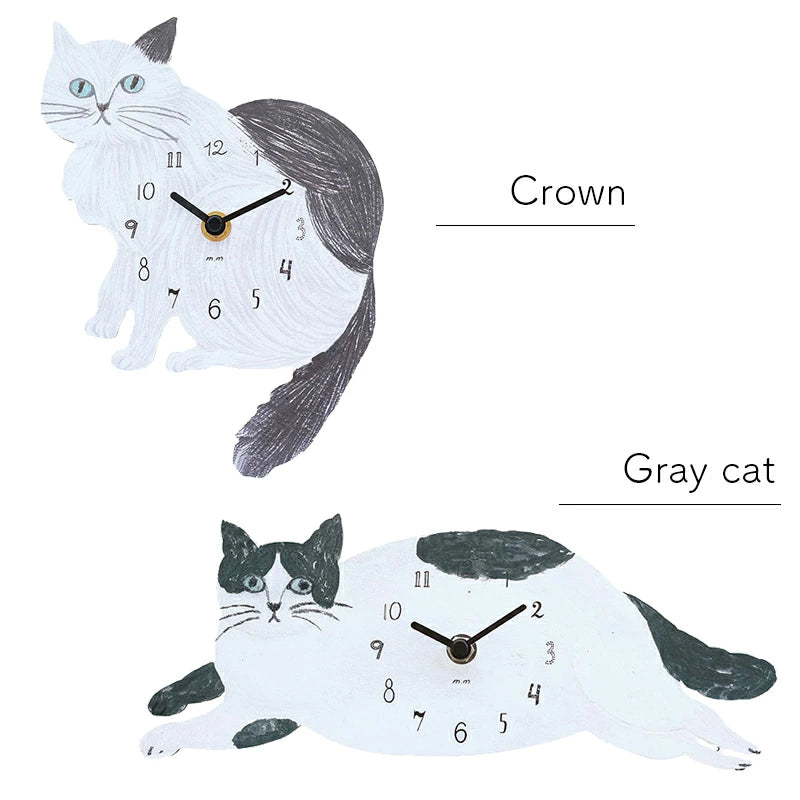 Matsuo Miyuki Cute Die-cut cat wall clock | Home decor
