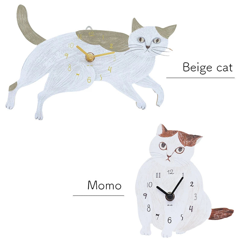 Matsuo Miyuki Cute Die-cut cat wall clock | Home decor