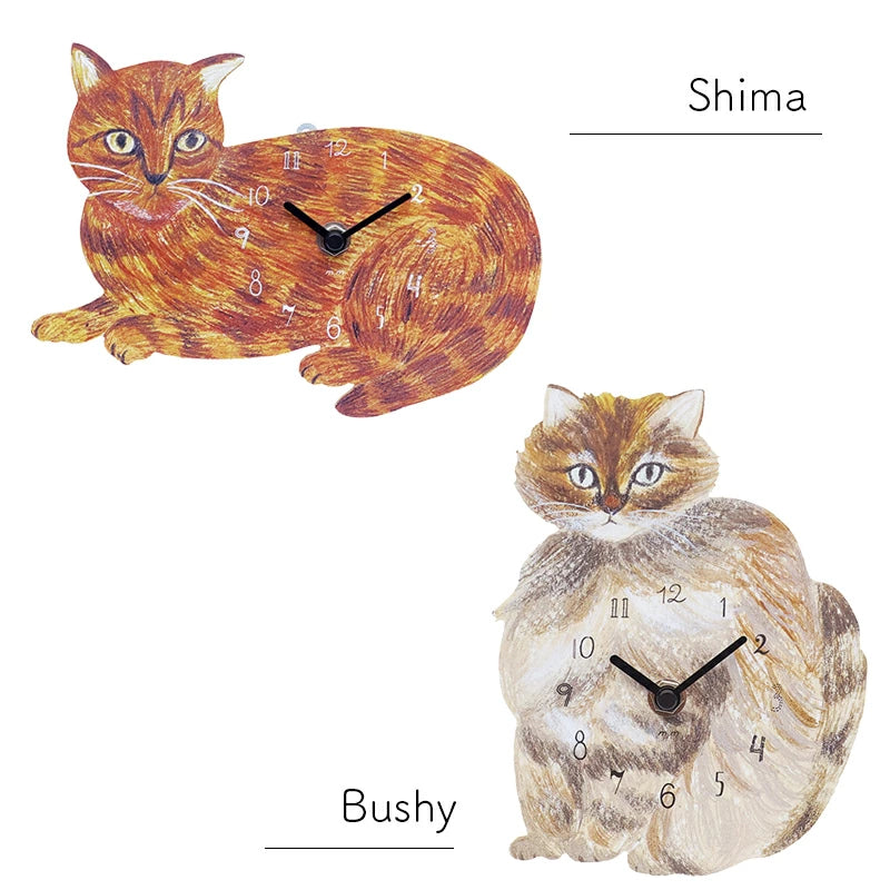 Matsuo Miyuki Cute Die-cut cat wall clock | Home decor