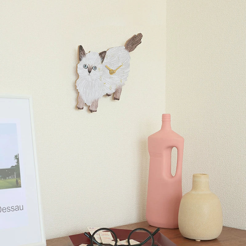 Matsuo Miyuki Cute Die-cut cat wall clock | Home decor