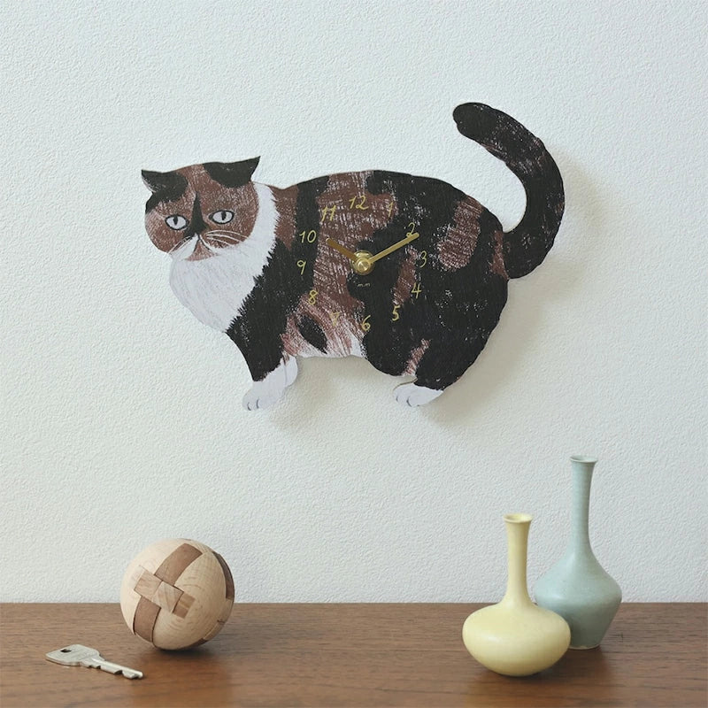 Matsuo Miyuki Cute Die-cut cat wall clock | Home decor