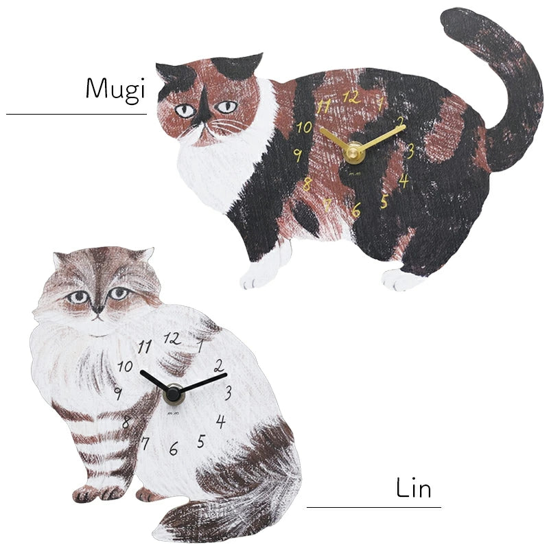 Matsuo Miyuki Cute Die-cut cat wall clock | Home decor