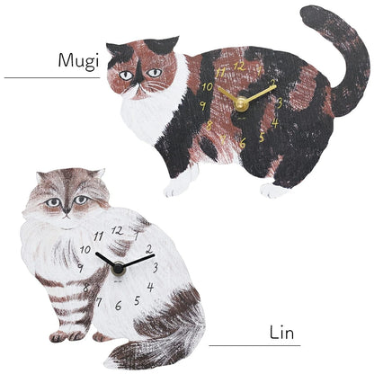 Matsuo Miyuki Cute Die-cut cat wall clock | Home decor