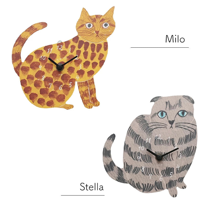 Matsuo Miyuki Cute Die-cut cat wall clock | Home decor