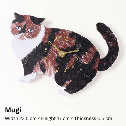 Matsuo Miyuki Cute Die-cut cat wall clock | Home decor