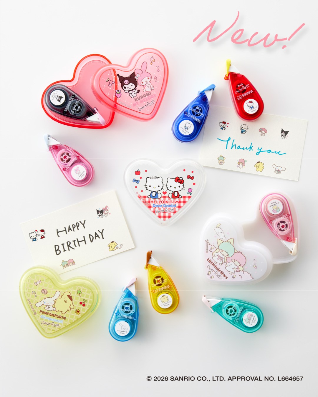 Sanrio Deco Rush Heart Case Set – Limited Edition Decoration Tape