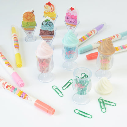 Japan Funbox Ice Cream Paper Clip Storage - Holder Case with 20 Paper Clips