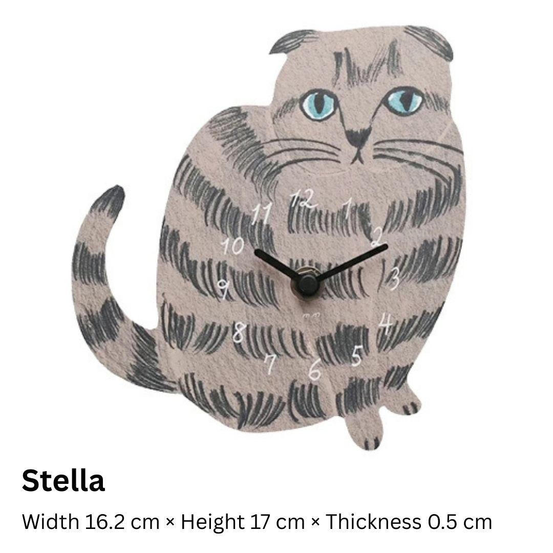 Matsuo Miyuki Cute Die-cut cat wall clock | Home decor