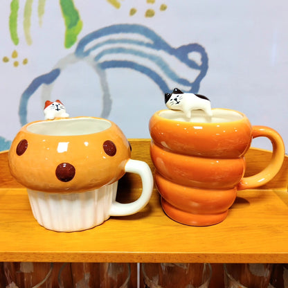 Cute Japanese Bakery Style Bread Cone Ceramic Coffee Mug Cup